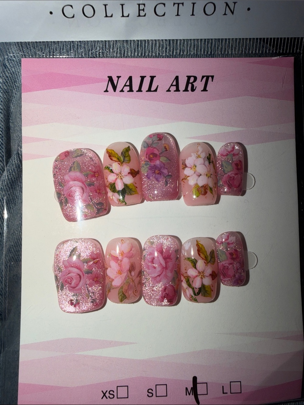Floral Pink Press-On Nail Set -